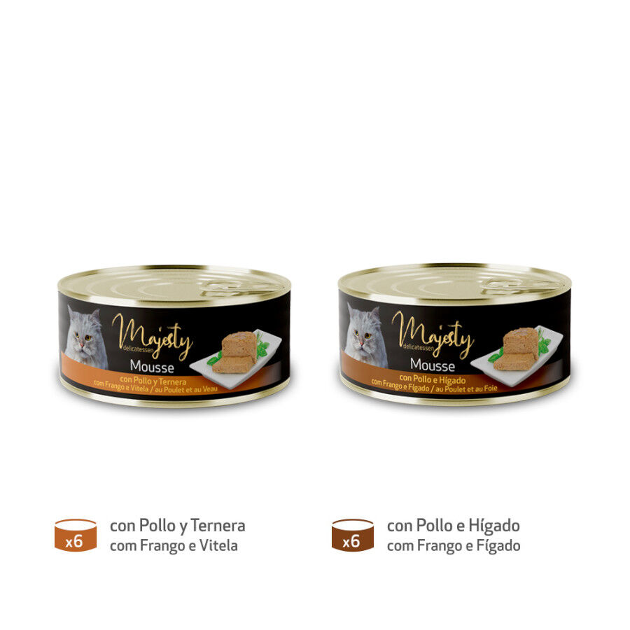 12 latas x 85 g Majesty Adult Gold Selection Mousse Carne lata para gatos, , large indicador imagen numero 2